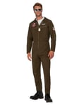 Smiffys Top Gun Maverick Men's Aviator Costume, Adults Green Jumpsuit & Changeable Name Badges, Official License Outfit with Zip Detail on Front, Badges & Zip, Official Top Gun Halloween Fancy Dress