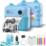 Appareil Photo Instantané Pour Enfants,Caméra Numérique Pour Enfants 1080P Hd Avec 3 Rouleaux De Papier Pour Imprimante Carte Tf De 32 Go 5 Stylos Colorés Caméra Instantanée Avec Enregistrement Vidéo