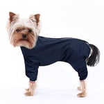 1/2 Leg Trouser Suit，Dog Raincoat Lightweight Pet Waterproof Jacket for Dogs Puppy Four Legs three colours-Navy-L