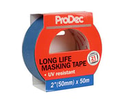 ProDec 2 inch x 50m Long Life Heat and UV Resistant Multi Surface Painters Masking Tape for Sharp Paint Lines for Indoor Painting and Decorating, Compatible with All Paints, 2" 50mm wide