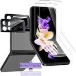 [2+2 Pièces Pour Samsung Galaxy Z Flip 3 Protection Écran+Samsung Galaxy Z Flip 3 Verre Trempé Caméra Arrière Protecteur,Sans Bulles Tpu Flexible Film Protection Écran Pour Galaxy Z Flip 3