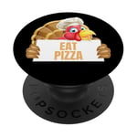 Un cuisinier drôle de Thanksgiving à la dinde mange une pizza PopSockets PopGrip Adhésif