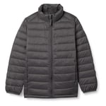 Amazon Essentials Boys' Lightweight Water-Resistant Packable Puffer Jacket, Dark Grey, 9 Years