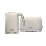 Geepas 2 Slice Bread Toaster & 1.7L Cordless Electric Kettle Combo Set – 1750W Toastie Machine with 7 Browning Control - 3000W Kettle with Auto Shut Off & Boil Dry Protection, Cream