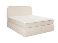 Ensemble complet boxspring tête de lit + sommier + matelas + surmatelas - 180 x 200 cm - Tissu bouclette - Beige - TRAVINO de