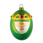 Alessi Hand Decorated Blown Design Wise Man Melchior Christmas Bauble, Green, 8.5 x 8.5 x 12 cm