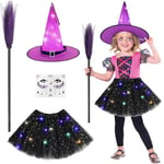 Aitsite Déguisements Halloween, Déguisement Sorcière Paramètres, Costume Deguisement Fille, Jupe Lumineuse Enfant pour Halloween, Carnaval et Jeux de Rôle