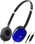 Ha-S160M-A-U Casque Plat Pliable Et Compact Couleur Brillante Avec Interrupteur Marche/Arr?t Pour Microphone, Id?al Pour Le T?l?travail Et Les R?unions En Ligne (Bleu)