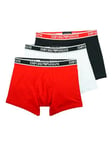 Emporio Armani Men's 3-Pack Core Logoband Boxer Shorts, White/Black/Red, S (Pack of 3)