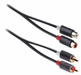 Quality 2m RCA Extension Cable - Twin RCA Male to Female Stereo Lead 24k