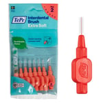 TePe Interdental Brush, Extra Soft, Red, 0.5mm/ISO 2, 8pcs, efficient Cleaning Between Teeth, Plaque Remover and Dental flosser for Narrow Gaps