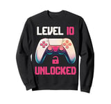 Level 10 Unlocked Video Gamer 10 Birthday 10 Year Old Girl Sweatshirt