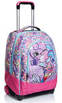 SJ GANG Sac à Dos à Roulettes, Sac à Livres à Roulettes, 2 En 1, Sac à Dos + Trolley, Filles et Garçons, pour L'École, le Sport, les Loisirs, Pochette pour Ordinateur Portable, avec Teddy!