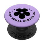 In My Social Worker Era Rétro Groovy Floral Vintage PopSockets PopGrip Adhésif