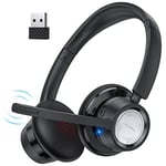 New bee Casque Bluetooth sans Fil avec Micro Réduction du Bruit 20 Heures de Temps de Conversation Bluetooth V5.0 Casque de Bureau pour PC Skype Zoom Call Center Office Laptop Computer Téléphone