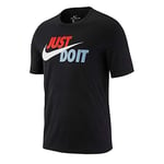 Nike M NSW TEE Just Do It Swoosh T-Shirt - Black/Mystic Red/Indigo Fog/(Platinum Tint), Small-T