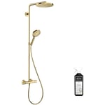 Colonne de douche thermostatique Hansgrohe Raindance Select s 240 aspect dorée poli + nettoyant Briochin