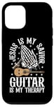 Coque pour iPhone 12/12 Pro Jesus Is My Savior Guitar Is My Therapy Foi Musique Amour