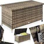 TECTAKE Coffre de jardin KIRUNA en rotin synthétique 120 cm x 55 cm x 615 cm 270 L - Marron Naturel