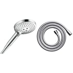 hansgrohe Raindance Select S - Pommeau de douche 3 types de jet, Douchette à main ronde (diamètre 120 mm), Chromé & Sensoflex Flexible de douche métallique 1,60 m, chromé, 28136000