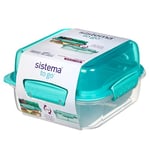 Sistema TO GO Lunch Stack | 1.24 L | School Lunch Box with Compartments | BPA-Free | Minty Teal | 1 Count