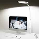 Lampe De Bureau Led Puissante Avec Télécommande, 20W Lumiere Architecte À Pince Ultra Lumineuse Et Large, Rotation Flexible, Éclairage Bureau Pour Pc Ecran, Gaming, Travail ¿ Blanche