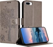 Coque Pour Iphone 8 Plus/Iphone 7 Plus (5,5 Pouce), Coque Portefeuille Housse Cuir Avec Porte Cartes Et Bequille Fermeture Magnetique Etui Pour Iphone 8 Plus - Gris