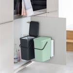 Brabantia Sort and Go Built in Bin Jade Green Grey, 2 x 12L MultiColoured