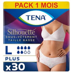 TENA Silhouette Low Waist Underwear, Large, Normal Moderate Bladder Weakness, 30 Pairs of Incontinence Pants (5 X 6 Packs) Women, Fits Waist 95cm - 125cm