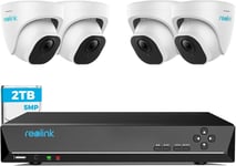 5MP Caméra de Surveillance Extérieure, Kit Vidéo Surveillance avec 8CH 2To NVR et Caméra IP PoE Filaire 4X 5MP, Détection Personne/Véhicule, Vision Nocturne 30m avec Audio, RLK8-520D4-5MP.[G537]