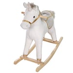 roba Licorne à Bascule à Effets Sonores - pour Enfant de 2 à 6 Ans - Cheval d'Équitation en Peluche Douce - Blanc/gris