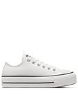 Converse Womens Lift Wide Foundation Ox Trainers - White/Black, White/Black, Size 8, Women