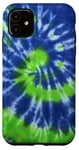 Coque pour iPhone 11 Tie Dye Bleu Vert