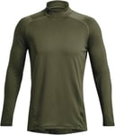 Under Armour Baselayer Top Mens Small Green Coldgear Compression Mock Neck