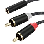 2X Rca Mâles Vers 3.5 Mm Femelle Câble Rca Mini-Jack 3,5Mm Vers 2 Rca Adaptateur Cinch Câble Compatible Avec Téléphone Tablette Tv Pc Ampli Subwoofer[VID064371]