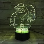 Uruzuo Glad Julgran Tomte 3D Illusion Nattlampa Leksaker Snögubbe Lampa, Skrivbords Julbelysning Födelsedag Dekorationer Presenter Fest Rum Dekor