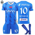 Den nya Neymar 2324 Saudiarabiens liga AlHilal tröja nr 10 hemma fotbollströja set vuxna barn Kids 26(140-150cm)