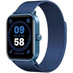 SMARTY2.0 - Smartwatch SW038F - Bleu Clair - Assistant Vocal Alexa intégré, Appels Bluetooth, 14 Modes Sports, Écran 1,8" - Bracelet en métal - Dimensions 46,5 x 40,5 x 13 mm, Bleu Ciel, Standard,