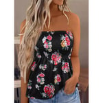 Smocked Tube Tops Bandeau Printed Sleeveless Slim Fit Vest(Type 4 L)