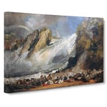 J.M.W. Turner Fall of the Rhine Classic Painting Canvas Wall Art Print Ready to Hang, Framed Picture for Living Room Bedroom Home Office Décor, 20x14 Inch (50x35 cm)