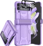 Galaxy Z Flip 4 Phone Case with Magnetic Hinge & Lens Protection Purple Cover