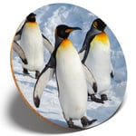 1 x Emperor Penguin March - Round Coaster Kitchen Student Kids Gift #15722