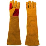 1 Paire Gants de Soudeur Isolation Anti-Usure Protéger Vachette Gants de Travail pour Soudure Ignifuge, Soudage Feu de Camp, Forge de Cheminée pour