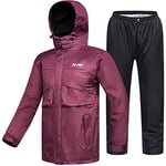 ILM Combinaison Pluie Imperméable Moto Femme-Vêtements de pluie Résistante à l'usure, 6 Poches, Ensemble de 2 Pièces avec Veste et Pantalon