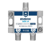 EDISION SDC-2 Répartiteur coupleur d'antenne 2 sorties, compatible avec la Antenne TNT, Satellite, Câble, Radio, Unicable, connecteurs F, Fréquence 5-2400Mhz, Passe DC, Splitter 2 voies