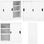 Vidaxl - Armoire de bureau avec porte coulissante Blanc 90x40x90cm Acier - armoire de bureau - armoires de bureau - Home & Living - Blanc