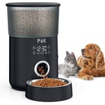 Puppykitty - puppy kitty 4L Distributeur de Croquettes pour Chats et Chiens, avec Bol en Acier Inoxydable, 10S Vocal Programmable, Écran Tactile, 1-5