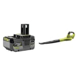 RYOBI RB1840X 18V One Plus Lithium Plus 4.0Ah Compact Battery, Black & OBL1820S ONE+ Cordless Blower, Air Speed (Zero Tool), 245 km/h, 18 V, Hyper Green and Grey