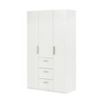 Armoire Providence, Armoire de chambre avec 3 portes battantes, Armoire avec tringle, 117x52h203 cm, Blanc