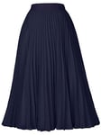 GRACE KARIN Vintage Jupe Femme Mi Longue Plissée pour Soirée Mariée Elegant M cl2473-25/Bleu Marine